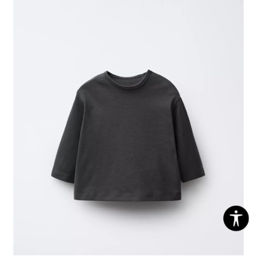 PLAIN LONG SLEEVE T-SHIRT - Gray | ZARA United States