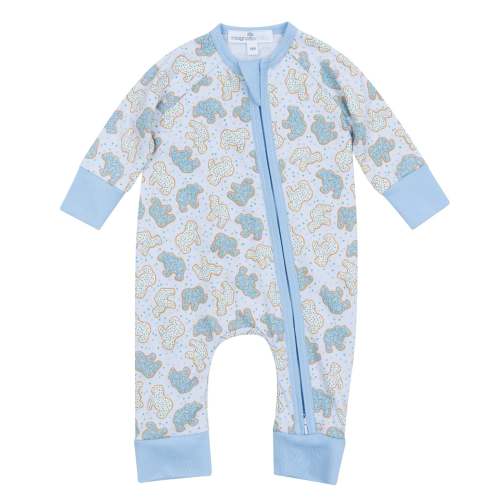Animal Crackers Zip Playsuit - Light Blue