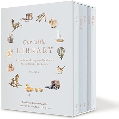 Our Little Library Vol. 3: A Foundational Language Vocabulary Board Book Set for Babies, Including Bugs, Dinosaurs, Sports, Space, and Trucks (Our Little Adventures Series) Board book – October 7, 2025