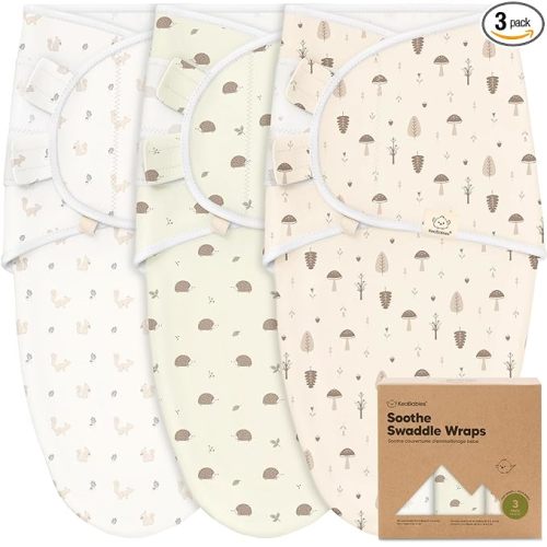 3-Pack Organic Baby Swaddle Sleep Sacks - Swaddles for Newborns, Infant 0-3 Months, Baby Girls, Boys, Soft & Snug Newborn Sleep Sack, Nursery Swaddling Blankets (Nibbles/Bruce, OS)