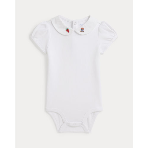 Embroidered-Collar Cotton Bodysuit