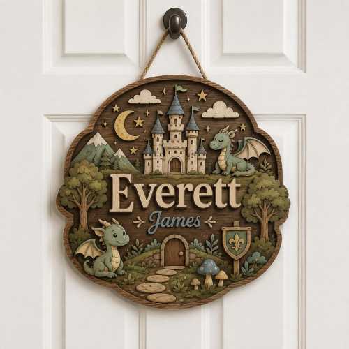 Personalized Dragon Door Sign, 14x14
