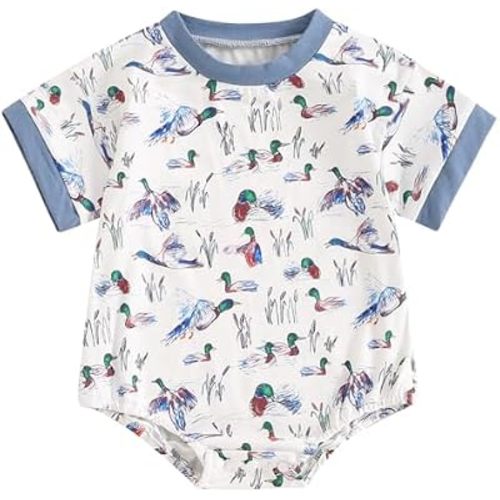 Pudcoco Baby Boys Romper Mallard Duck Hunting Baby Summer Clothes Short Sleeve T-shirt Bodysuit