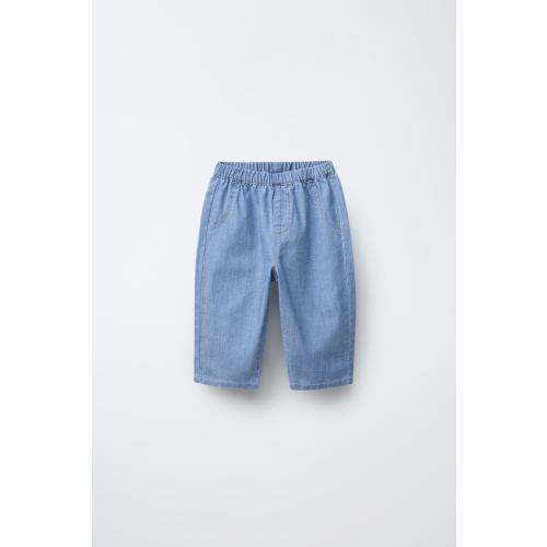 FLOWY BAGGY DENIM PANTS - Mid-blue | ZARA United States