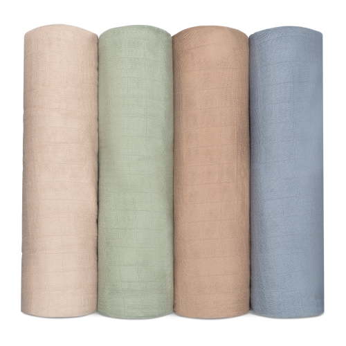 Comfy Cubs Muslin Swaddle Blankets, Neutral, Bamboo Rayon, 47x47, Pacific, Cedar, Sage, Blush