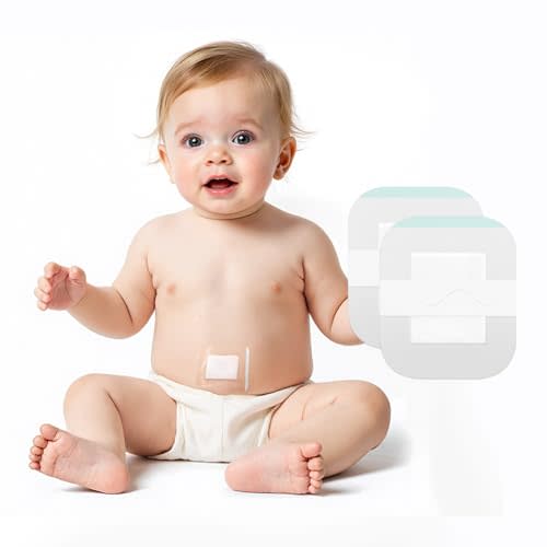 Kinderia Baby Waterproof Umbilical Cord Stickers (15pcs), Navel Patches for Infants with Protruding Belly Buttons, Soft Cotton Hernia Pads, Baby Colic and Gas Relief Wrap 2.2 * 2.7Inch
