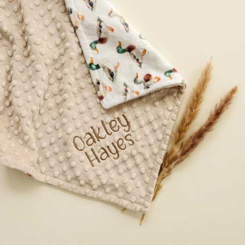 Mallard Duck Personalized Baby Blanket With Embroidery Name For New baby Gift, Minky Blanket With Name,  Duck Baby Lovey, Duck Nursery Decor