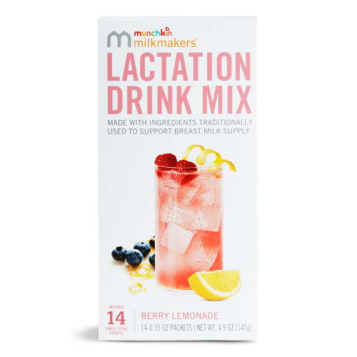 Munchkin Milkmakers Lactation Drink Mix for Breastfeeding Moms, Berry Lemonade, 14 Pack