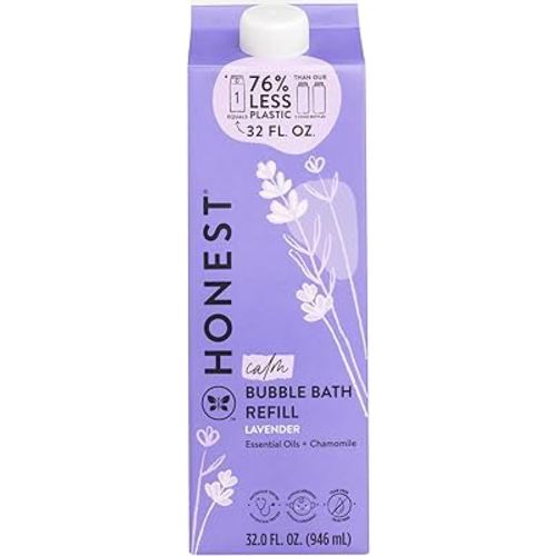 The Honest Company Foaming Bubble Bath Refill Carton Gentle for Baby Naturally Derived Tear-Free Hypoallergenic Lavender Calm 32 fl oz