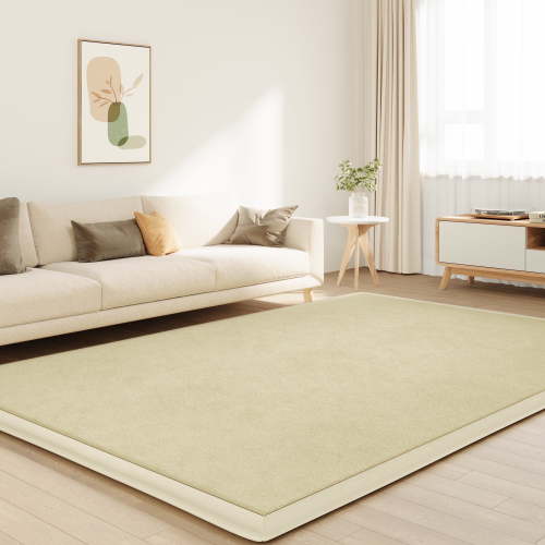 Loartee Baby Play Mat for Floor - 79" x 79" Non-Slip Coral Velvet Memory Foam Nursery Crawling 1.18" Thick Rug, Beige