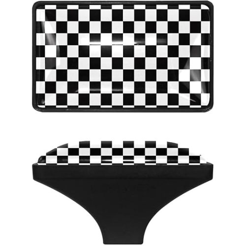 Buffalo Plaid Black and White Checkered 4pcs Black Drawer Handles Rectangular ABS Glass Drawer Pulls with Screws Hardware for Bathroom, Kitchen and Furniture