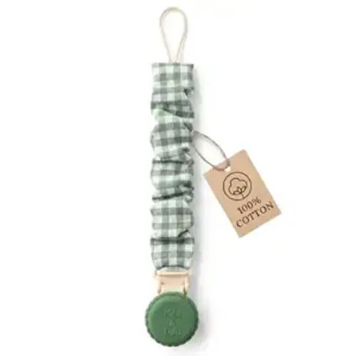 Muslin Cotton Pacifier Clips- Metal-Free, Lightweight and Secure Pacifier Holder for Babies (Olive Graine) - Mila & Lulu