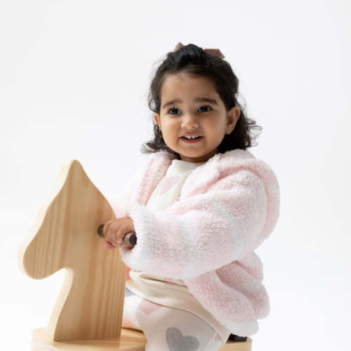 Chenille Hoodie - Pretty Pink & Ivory Stripe - 0-6 months