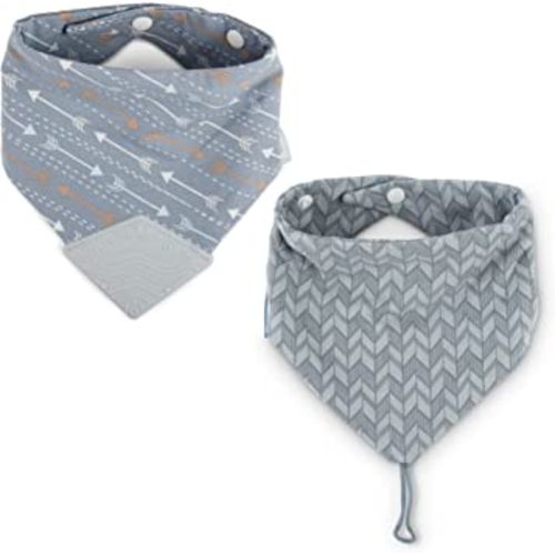 BooginHead by Infantino Cotton Baby Drool Bibs, Teething Bib and Pacifier Holder Bib, Blue Arrows