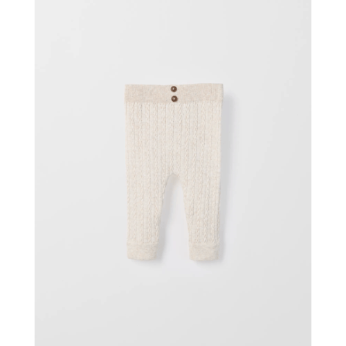 Australian Cotton Blend Cable Knit Leggings - Oatmeal marle