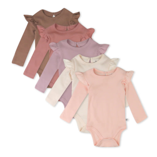 5-Pack Organic Cotton Long Sleeve Ruffle Bodysuits | Honest Baby Clothing