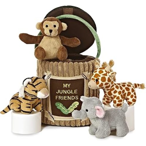 Aurora® Engaging Baby Talk™ My Jungle Friends™ Baby Stuffed Animal - A Fun Playset for Sensory Engagement and Play - for Babies and New Parents - Multicolor 8 Inches