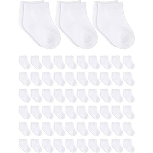 Jecery 60 Pairs Baby Socks Infant Socks Bulk for Newborn Baby Boys Girls Kids Toddler Unisex Low Cut Anklets Pure Cotton
