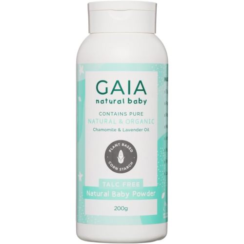 GAIA Natural Baby Powder | 100% talc free baby powder | cornstarch | organic Chamomile | organic Lavender | Perfume Free | Paraben Free | Nappy rash | Australian Made | Gentle baby care | 200g