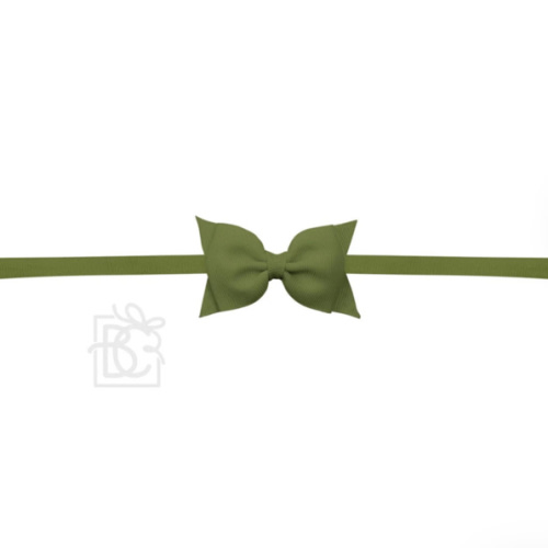 Sophia Baby Headband with Grosgrain Bow - Moss Green
