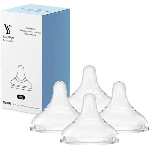 Silicone Bottle Nipple, Anti Colic Nipples for Newborn Baby, Natural Feel, SS, 0 Months+, 4 Counts