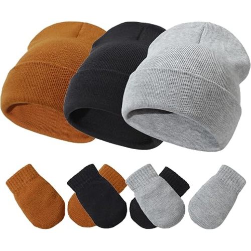 Baby Hats and Mittens Set Infant Toddler Beanie Cap Newborn Gloves for Baby