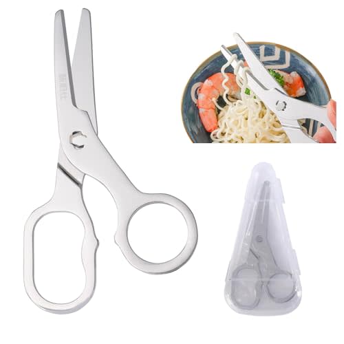 Baby Food Scissors, Safety Stainless Steel Baby Led Weaning Scissors, Detachable kids Kitchen Scissor with Storage Case, Ambidextrous toddler food cutter for Noodles, Meat, Chicken, Veggies & Fruits
