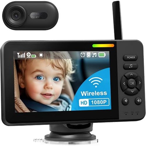 Wireless Baby Car Camera with Monitor: No Phone Needed, 4.3" Screen, 360° Rotating Cam for Rear-Facing Seats, Auto Night Vision, Easy Headrest Install