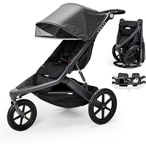 Guava Roam Jogging Stroller with 3D Nesting Fold | Compact-Folding Baby & Toddler Travel Stroller | All-Terrain Running Stroller | Portable Folding Stroller up to 60 lbs