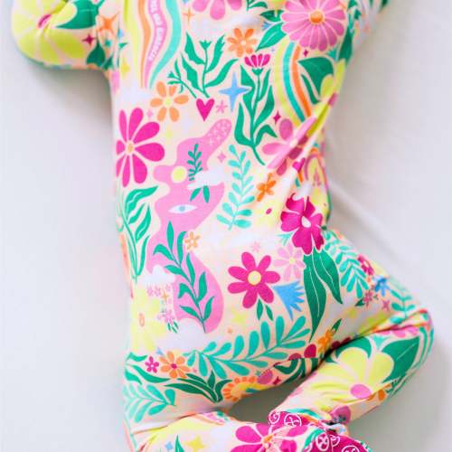 The Second-Skin Footie | Rainbow Daisy Babe | "Patience & Kindness" | Raising Mama