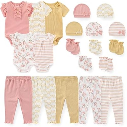 Unisex Baby Boy Girl Bodysuits Sets 20 Pack Cotton Casual New Born Clothes Comfort Infant Outfit Essentials