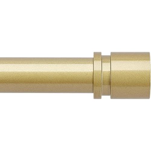 Curtain Rods for Windows 16 to 48 or 60 Inches Max Adjustable Length 1 Inch Diameter Window Curtain Rod with Aluminium Finials, Flash Gold