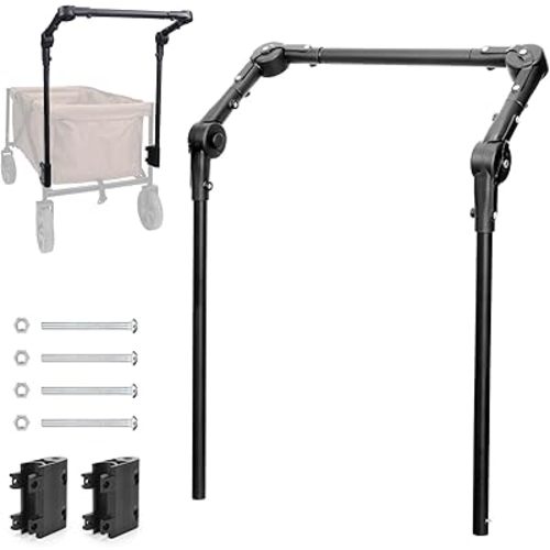 Folding Wagon Push Handle Adjustable Universal Wagon Handle for Strollers Camping Wagon Foldable Beach Cart Handle Attachment Most Sizes Round or Square Metal Frame