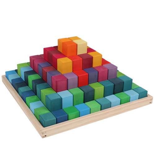 100 Pcs STAINED Large Stepped Pyramid Wooden Stacking Building Blocks – Sayitwiththreadr