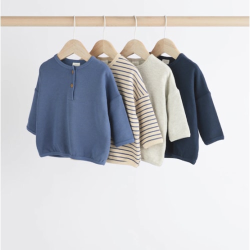 Buy Blue Stripe Baby Long Sleeve T-Shirts 4 Pack (0mths-2yrs) from Next USA