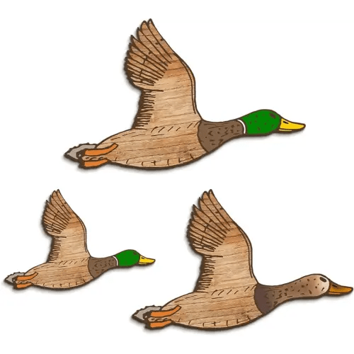 Kas Home 3Pcs Duck Hunting Wall Decor Wooden Flying Ducks Decor Rustic Farmhouse Wall Art Signs for Nursery Bedroom Classroom Playroom Living Room Hanging Decorations (Set of 3, Green-Duck)