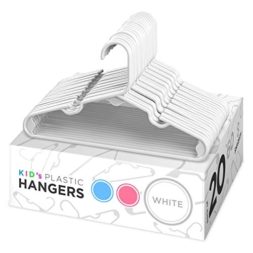 Sharpty Kids Hangers Plastic, Children's Hangers Ideal for Everyday Standard Use, Baby Hangers Kids (White, 20 Pack)