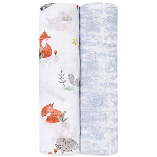 aden + anais Swaddle Blanket, Boutique Muslin Blankets for Girls & Boys, Baby Receiving Swaddles, Ideal Newborn & Infant Swaddling Set, Perfect Shower Gifts, 2 Pack, Naturally