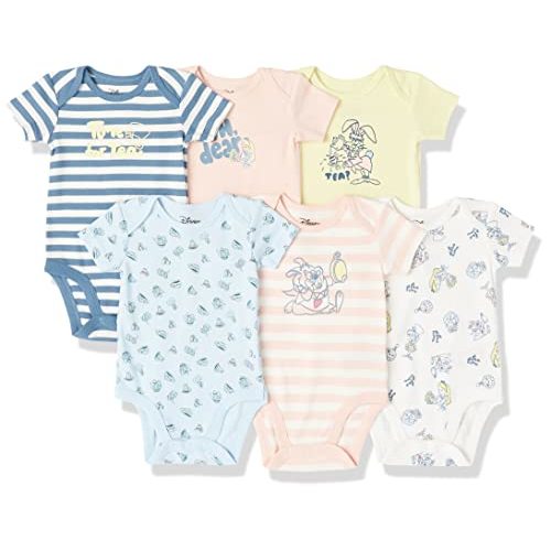 Amazon Essentials Disney | Marvel | Star Wars | Princess Baby Girls' Short-Sleeve Bodysuits, Pack of 6