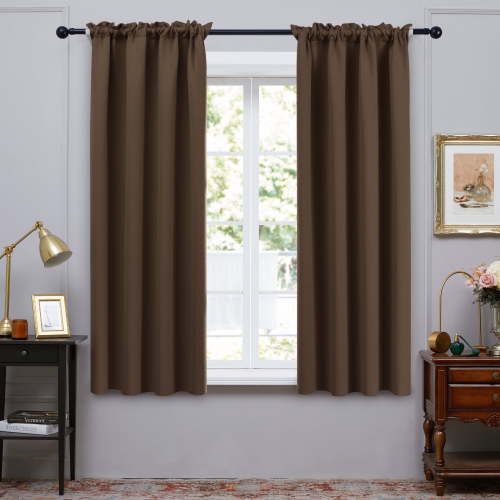 ZOPZO Blackout Curtains Thermal Insulated, Brown, 42W x 63L Inch, Room Darkening Drapes with Rod Pocket for Living Room & Bedroom, set of 2