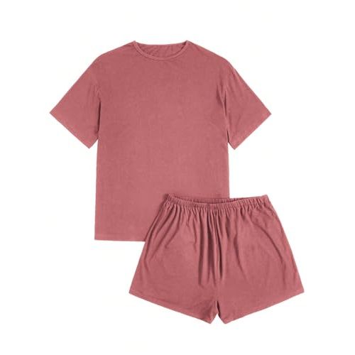 Verdusa Women's Maternity Pajama Set 2 Piece Drop Shoulder Top and Short Lounge Sets