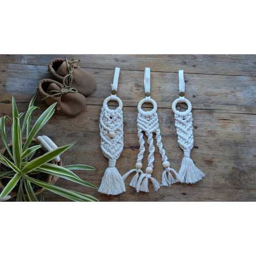 Macrame Stroller Charm Accessory, Carseat Mobile, Play Gym Toys