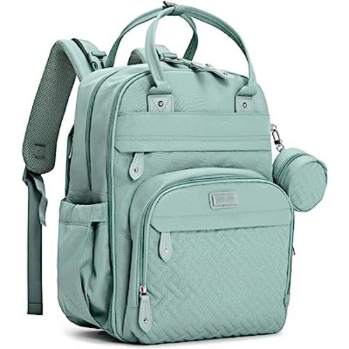 BabbleRoo Diaper Bag Backpack - Baby Essentials Travel Bag - Multi Function Water Resistant Diaper Bag, Travel Essentials Baby Bag with Changing Pad, Stroller Straps & Pacifier Case – Sage Green