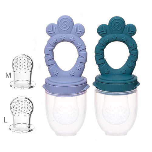 2 Pack Baby Fruit Food Feeder Pacifier Fresh Fruit Feeder Silicone BPA Free [Includes 2 Sizes Food Bag] Silicone Training Massage Toy teether, Toddler Baby Teething Toy