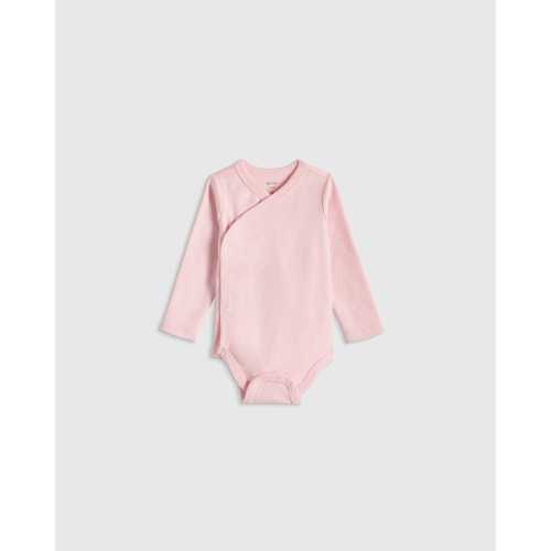 100% Organic Cotton Long Sleeve Kimono Bodysuit - Baby in Baby Pink