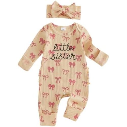 Baby Girl Clothes Newborn Little Sister Coming Home Outfit Long Sleeve Romper Jumpsuit Fall Winter Outfits Clothes