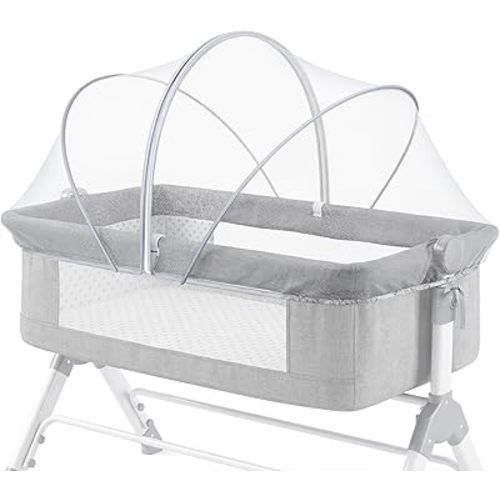 Orzbow Bassinet Cover for Cats - Breathable Mosquito Net Cover for Cradles/Travel Cribs/Mini Cribs, Baby Mosquito Net to Keep Pets Out, Baby Bassinet Accessories, Two-Way Self-Locking Zippers, White