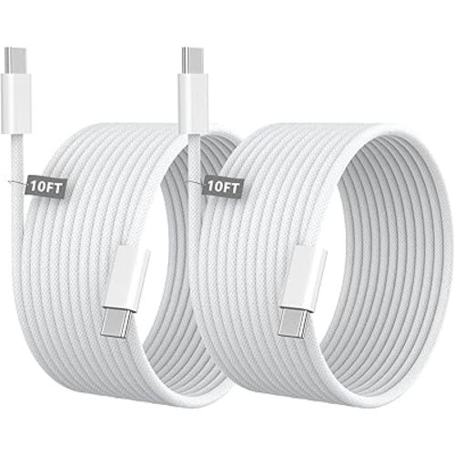 [Apple MFi Certified] iPhone 17 16 15 Charger Cord 10 FT, 2 Pack 60W USB C to USB C Charging Cable Cord Long for iPhone 17/17 Pro/17 Pro Max/Air/16/16 Pro/16 Pro Max/15/15 Pro Max, iPad Pro, White
