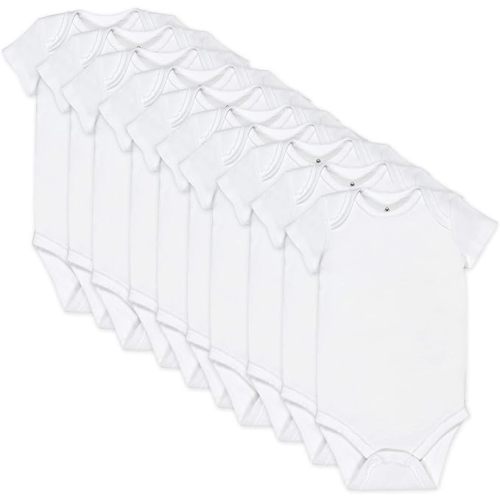 HonestBaby 10-Pack Short Sleeve Bodysuits One-Piece 100% Organic Cotton for Infant Baby Boys, Girls, Unisex