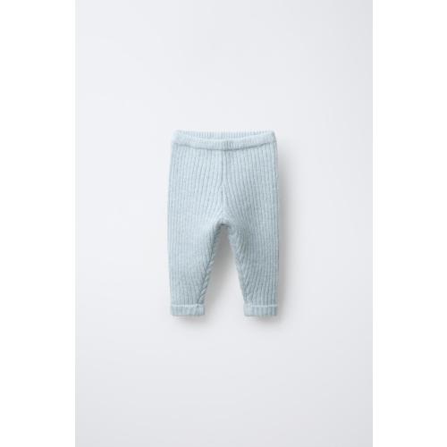 RIBBED KNIT LEGGINGS - Aquamarine | ZARA United States